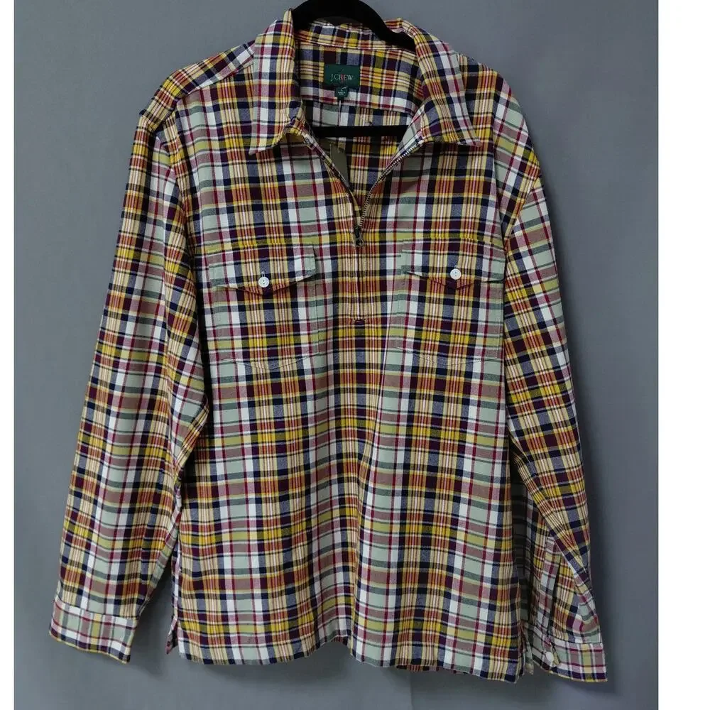 NWT J.Crew BN629 Down Multicolor Plaid Button-Down Shirt Men Size L